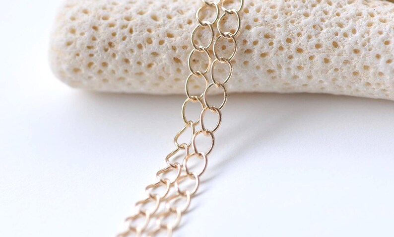 6.6ft (2m) of 18K Gold Plated Extension Chain Curb Chain Link Size 3.1mm