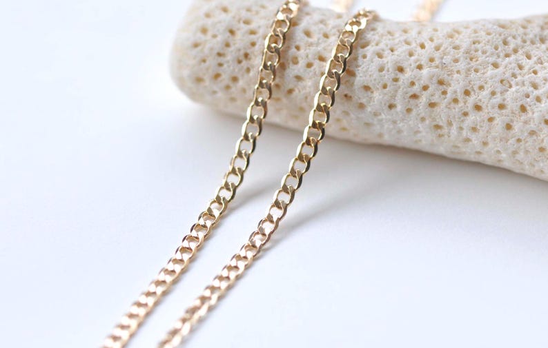 16ft (5m) KC Light Gold Flat Curb Chain Soldered Links 2.3mm A4950