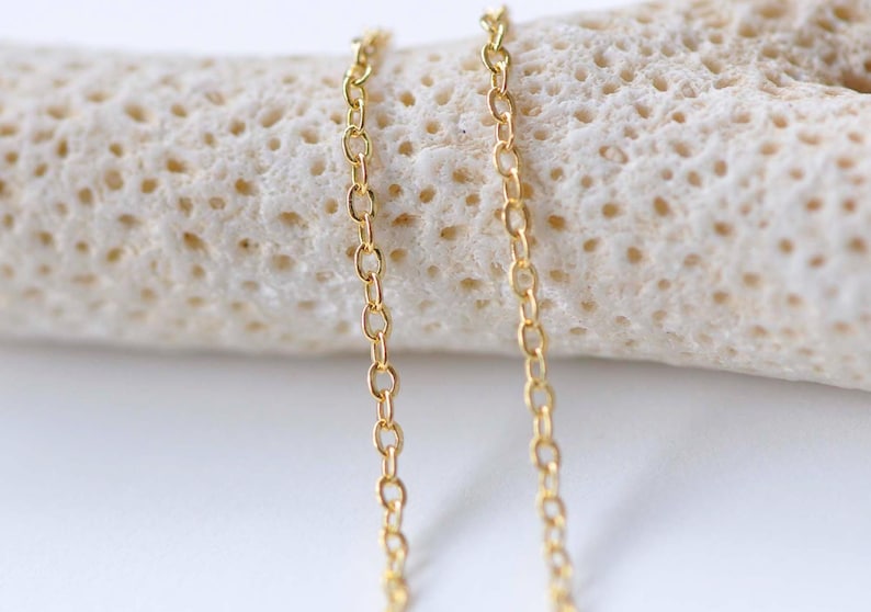 6.6ft (2m) of 18K Champagne Gold Tone Brass Oval Flat Cable Chain Link 1.6mm