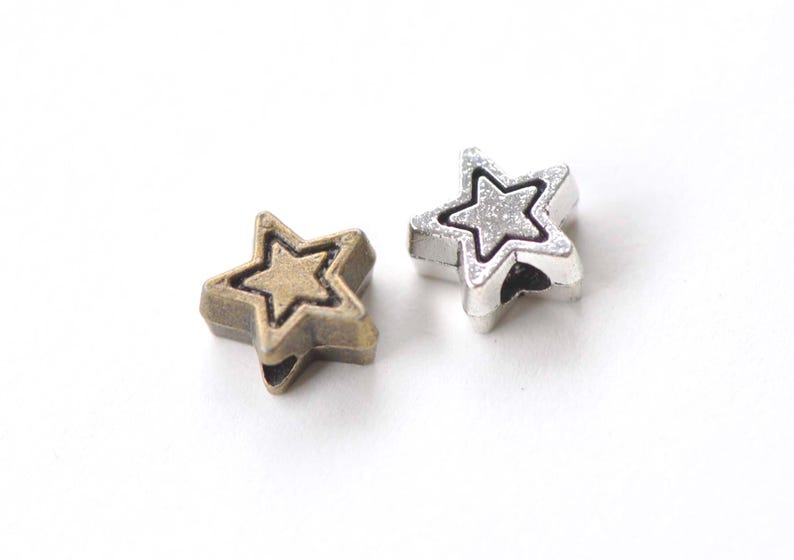 50 pcs Antique Bronze/Silver Star Spacer Beads 8mm