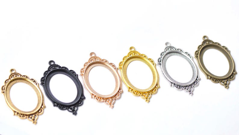 5 pcs Metal Oval Base Settings Pendant Tray Match 30x40mm Cabochon