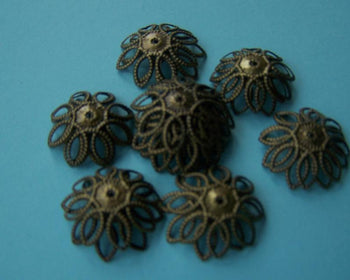 Accessories - 100 Pcs Antiqued Bronze Filigree Flower Bead Caps 15mm A2057