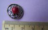 10 pcs Antique Silver Red Coral Buttons Charms  18mm A1688