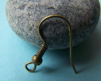100 pcs Antiqued Bronze Ball End Fish Hook Earwire 18mm A3251