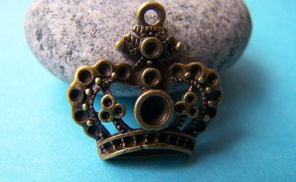 10 pcs Antique Bronze Crown Pendants Charms 22x23mm A777
