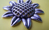 4 pcs of Antique Silver Sunflower Pendants Charms 43x50mm A1080