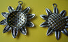 4 pcs of Antique Silver Sunflower Pendants Charms 43x50mm A1080