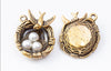 6 pcs Bird And Three Eggs In Nest Charms Pendants
