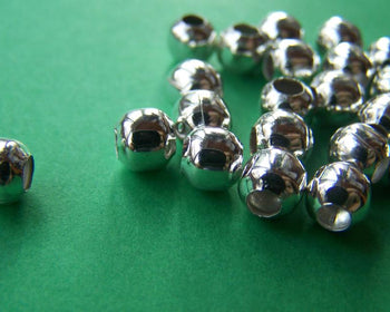 200 pcs Silver Round Iron Metallic Beads Ball Size 6mm A1953