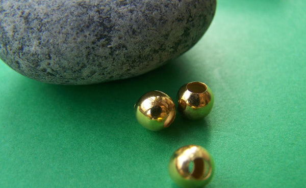 200 pcs Gold Round Iron Metallic Beads Ball Size 6mm A3962