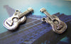 Antique Silver Guitar Music Instrument Charms Set of 10  A1663