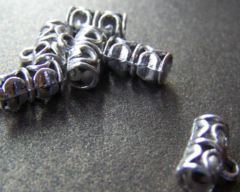 20 pcs of Antique Silver Curved Tube Bail Charms 6x12mm A1104