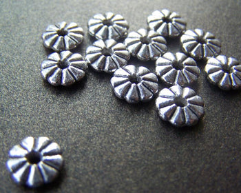 50 pcs Antique Silver Round Coiled Ring Spacer Beads 8mm A1093