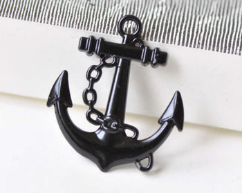 10 pcs Black Anchor Charms Nautical Pendants 27x31mm A8518