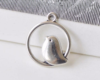 20 pcs of Antique Silver Bird Ring Connector Charms 18x20mm A827