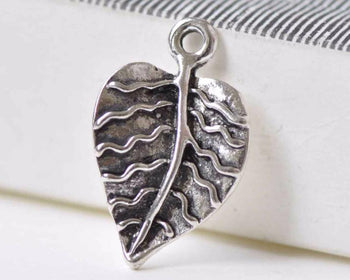 10 pcs Antique Silver Tree Leaf Leaves Charms 13x21mm A5384