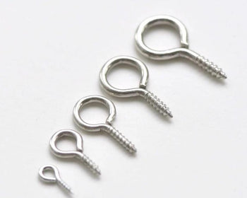 100 pcs White Gold Tone Screw Eye Pins 8mm/10mm/13mm/17mm/21mm