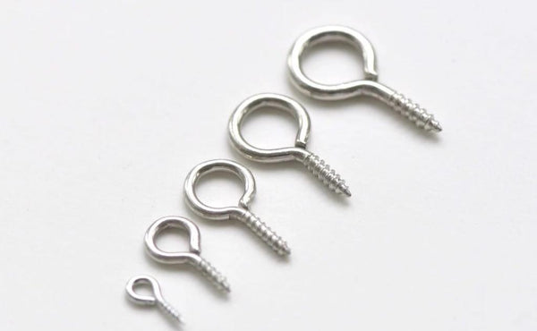 100 pcs White Gold Tone Screw Eye Pins 8mm/10mm/13mm/17mm/21mm