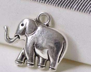 3D Elephant Pendants Antique Silver Animal Charms Set of 10 A7848