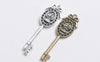 Antique Bronze/Silver Bowtie Crown Key Pendants Set of 8