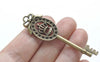 Antique Bronze/Silver Bowtie Crown Key Pendants Set of 8