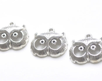 10 pcs Antique Silver Owl Head Charms Pendants  17x24mm A2250