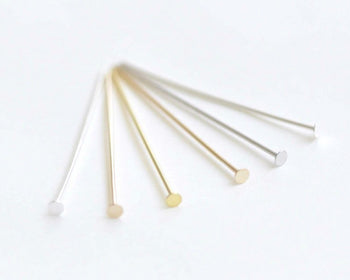 10 pcs 925 Sterling Silver Flat Head Pins Silver/Gold/Platinum 24G