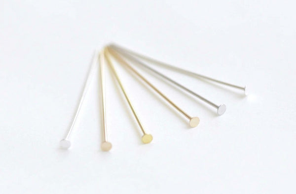 10 pcs 925 Sterling Silver Flat Head Pins Silver/Gold/Platinum 24G