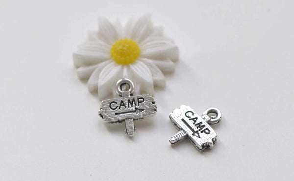 20 pcs Antique Silver Camp Signpost Charms 13x13mm A1380