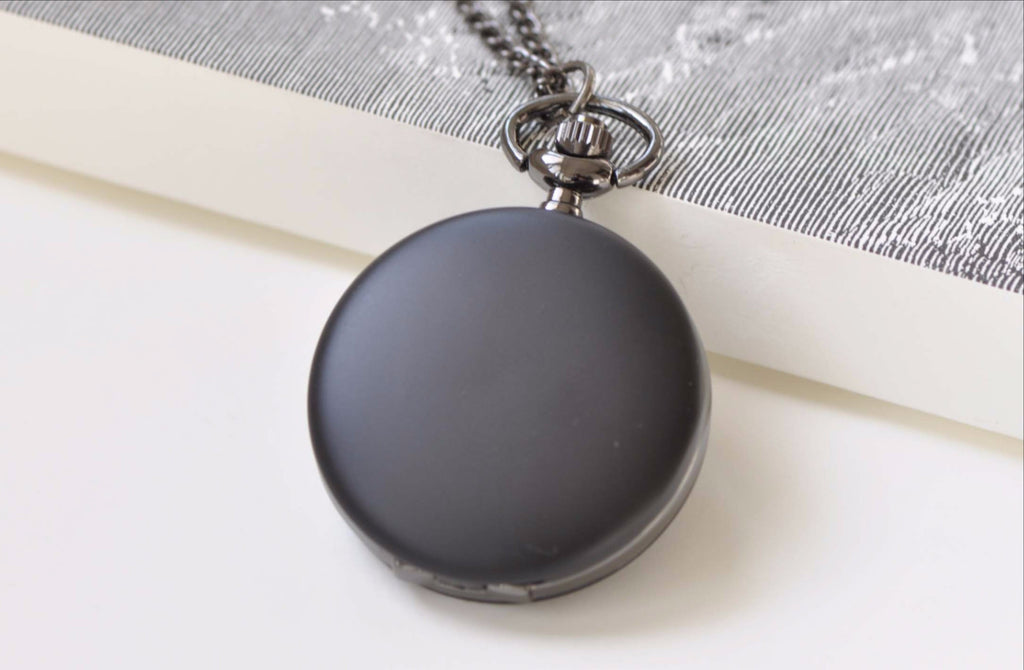 Matte Black Round Pocket Watch A8384