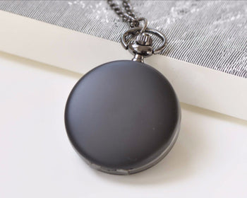 Matte Black Round Pocket Watch A8384