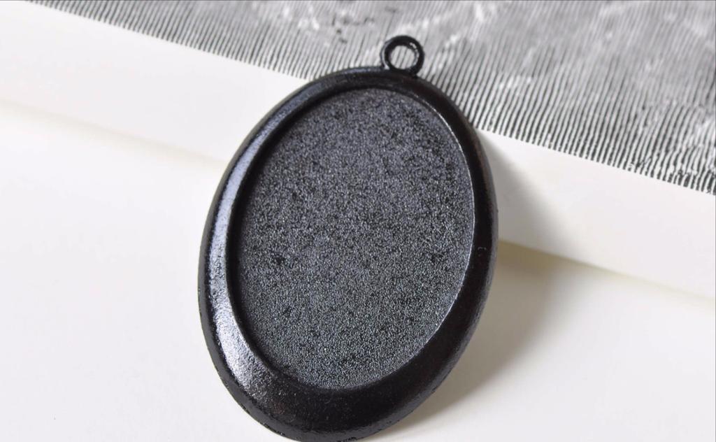 Black Pendant Tray Blank Base Setting Match 30x40mm Cabochon A8385