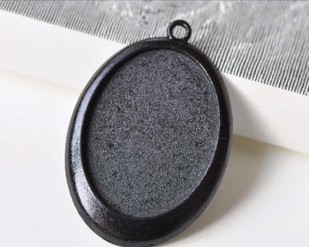 Black Pendant Tray Blank Base Setting Match 30x40mm Cabochon A8385