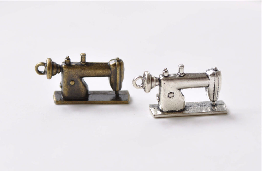 Supplies - Antique Bronze Silver Sewing Machine Charms
