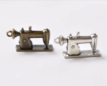 Supplies - Antique Bronze Silver Sewing Machine Charms
