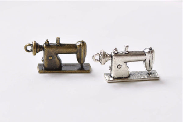 Supplies - Antique Bronze Silver Sewing Machine Charms