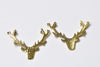 Supplies - Antique Gold Antler Deer Head Horn Charms Pendants Connector