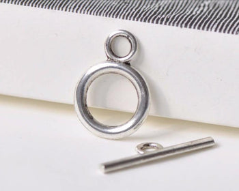 Clasps - 20 sets Antique Silver Simple Round Smooth Toggle Clasps A8398