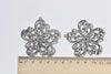 Charms - 4 pcs Antique Silver Cut Out Large Flower Charms Pendants A4890