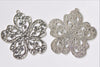 Charms - 4 pcs Antique Silver Cut Out Large Flower Charms Pendants A4890