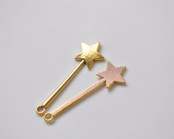 10 pcs of Antique Gold Star Stick Charms 14x48mm A6154