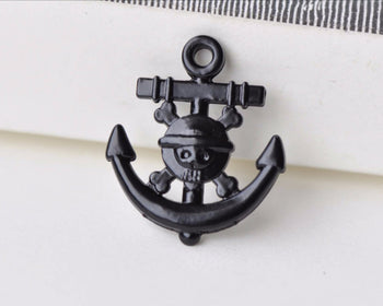 10 pcs Black Skull Pirate Anchor Charms 20x23mm A8542
