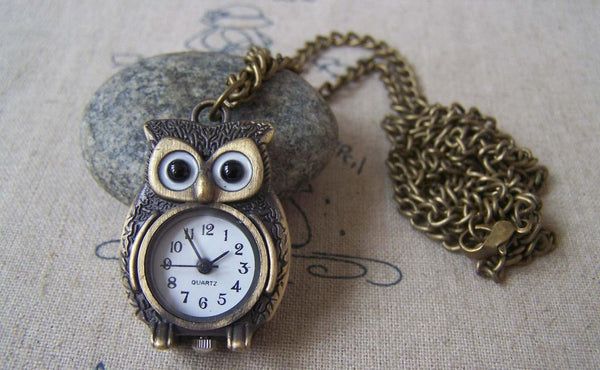 Pocket Watch - 1 PC Antique Bronze Owl Design Pocket Watch  A4608