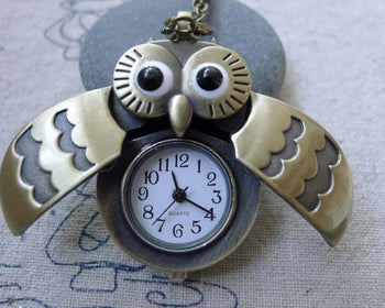 Pocket Watch - 1 PC Antique Bronze Owl Pocket Watch A7605