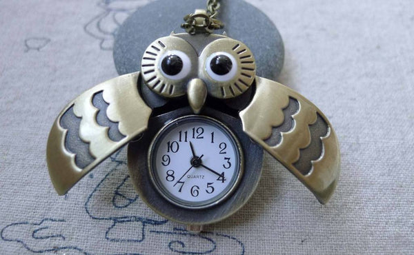 Pocket Watch - 1 PC Antique Bronze Owl Pocket Watch A7605