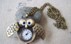 Pocket Watch - 1 PC Antique Bronze Owl Wing Pocket Watch A4611