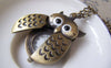 Pocket Watch - 1 PC Antique Bronze Owl Wing Pocket Watch A4611