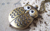 Pocket Watch - 1 PC Antique Bronze Owl Wing Pocket Watch A4611