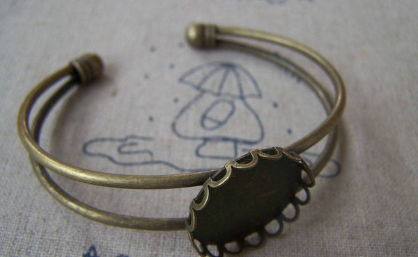 Accessories - 1 Pc Of Antique Bronze Brass Bracelet Match 20mm Cameo Oval Bezel A4502