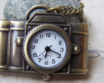 Pocket Watch - 1 PC of Antique Bronze Camera Pocket Watch A5759